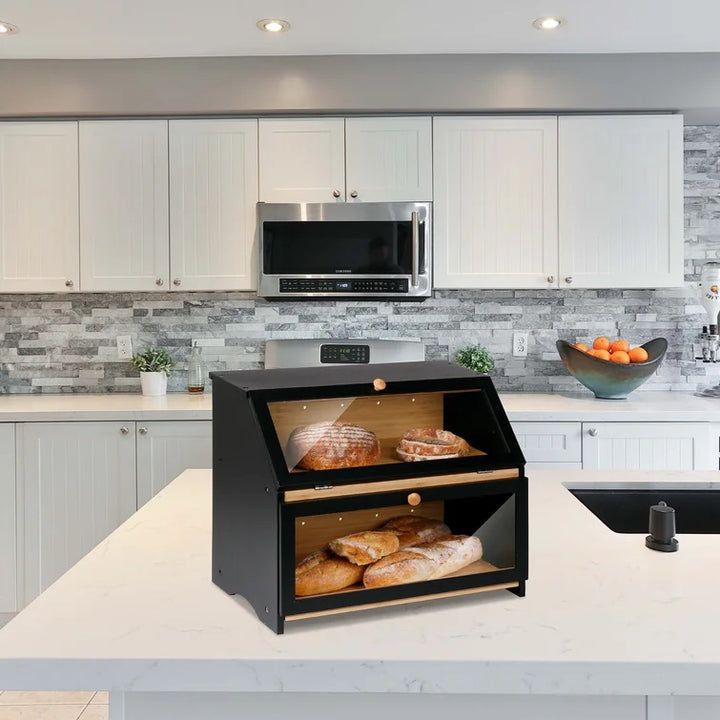 Bamboo Two-Layer Bread Box