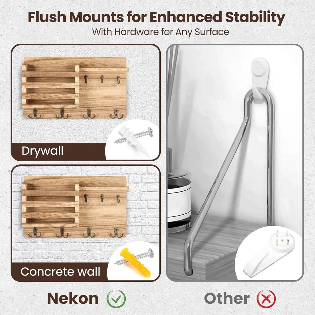 Dalasia Wood Wall Organizer with Key Hooks Wall Baskets