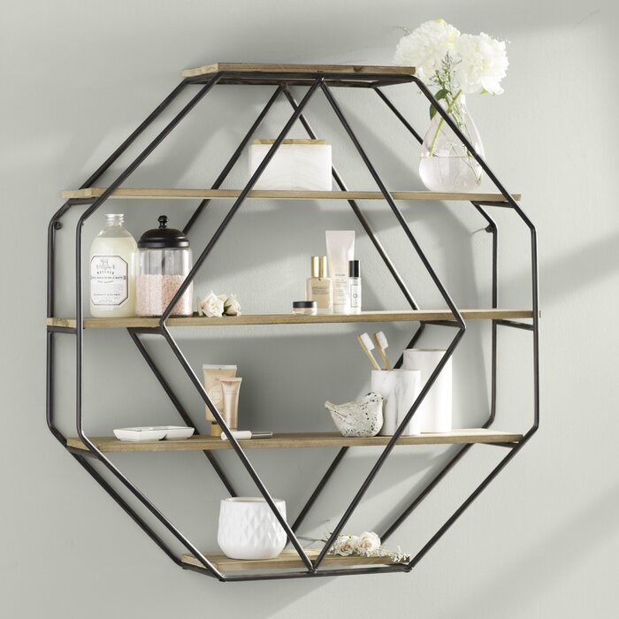Kennesaw Five Piece Hexagon Solid Wood Floating Shelf