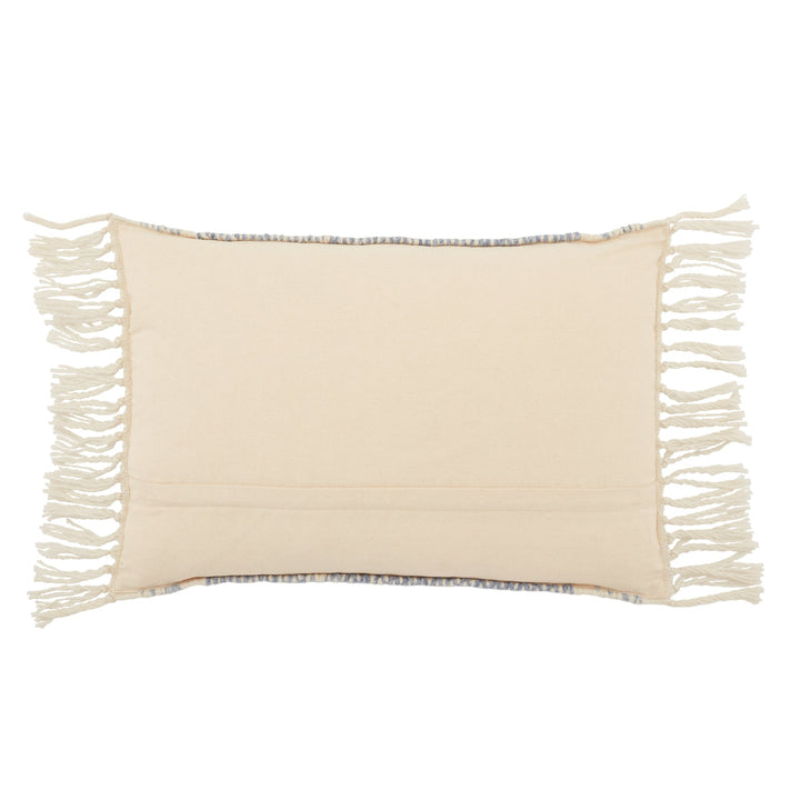 Iker Indoor Outdoor Light Blue Ivory Pillow With Insert-24"x16"