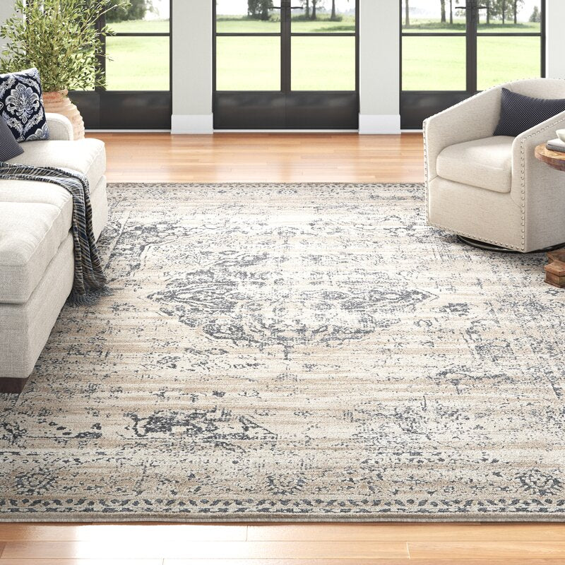 Lapointe Oriental Dark BlueBeigeCream Area Rug