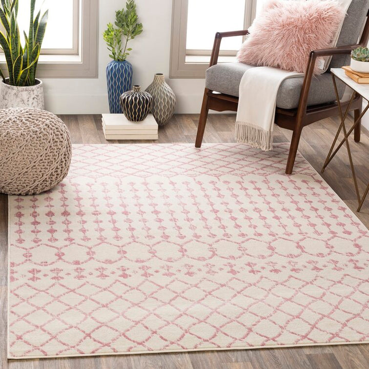 Windley Geometric Pale Pink Cream Area Rug 7'10"x10'2"