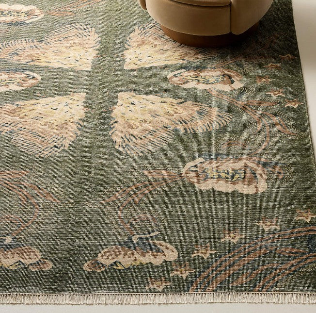 Ardito Hand Knotted Green New Zealand Wool Area Rug