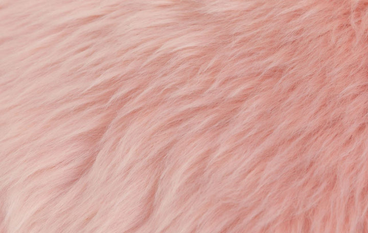 Lanna Pink Round Sheepskin Pillow With Insert-16"x6"