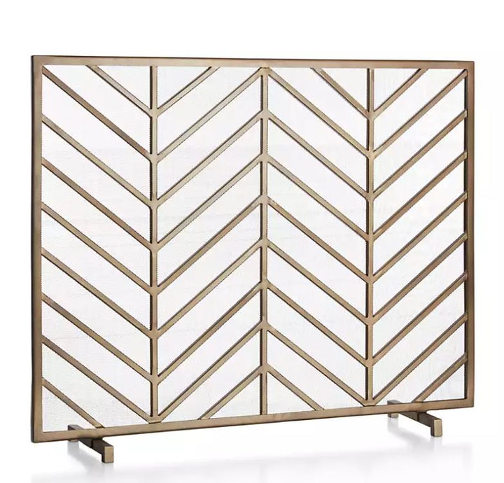 Chevron Brass Fireplace Screen