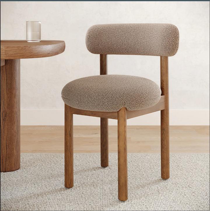 Munk Sandstone Wool Bouclé Smoked Oak Dining Chair Set Of 2