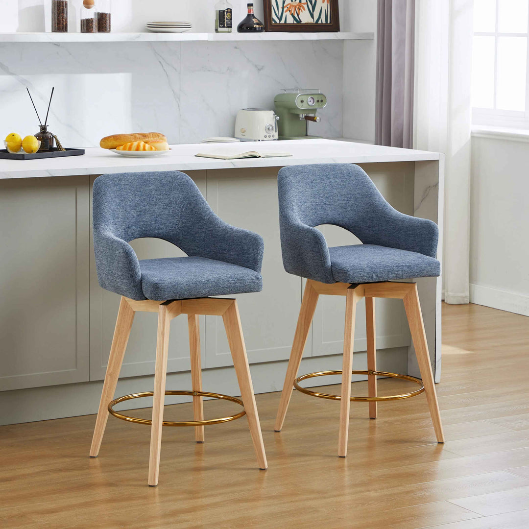Lovetro Swivel Full Back Counter Stool-Set of 2