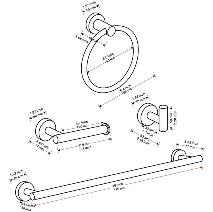 A5BK 522 5 Piece Bathroom Hardware Set