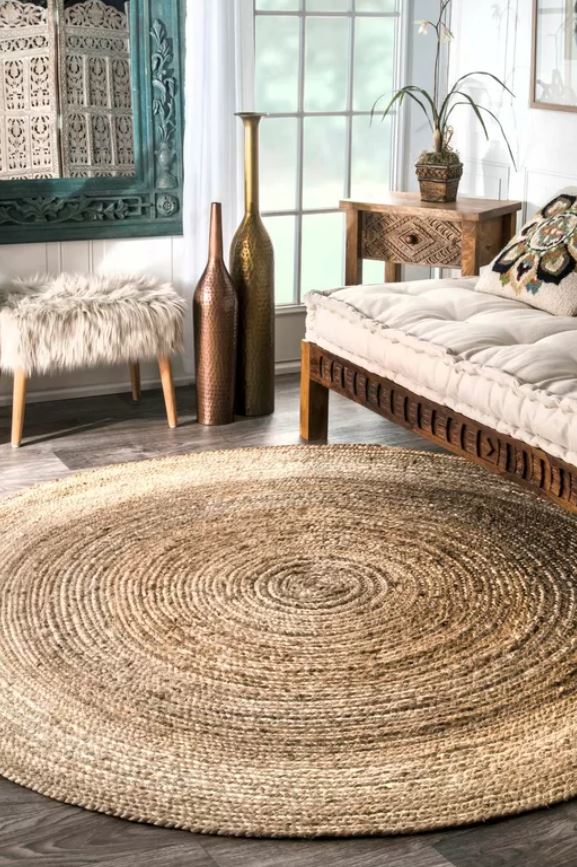 Hand Braided Jute Sisal Tan Area Rug-8'x8'