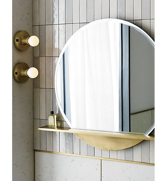 Perch Round Mirror With Shelf