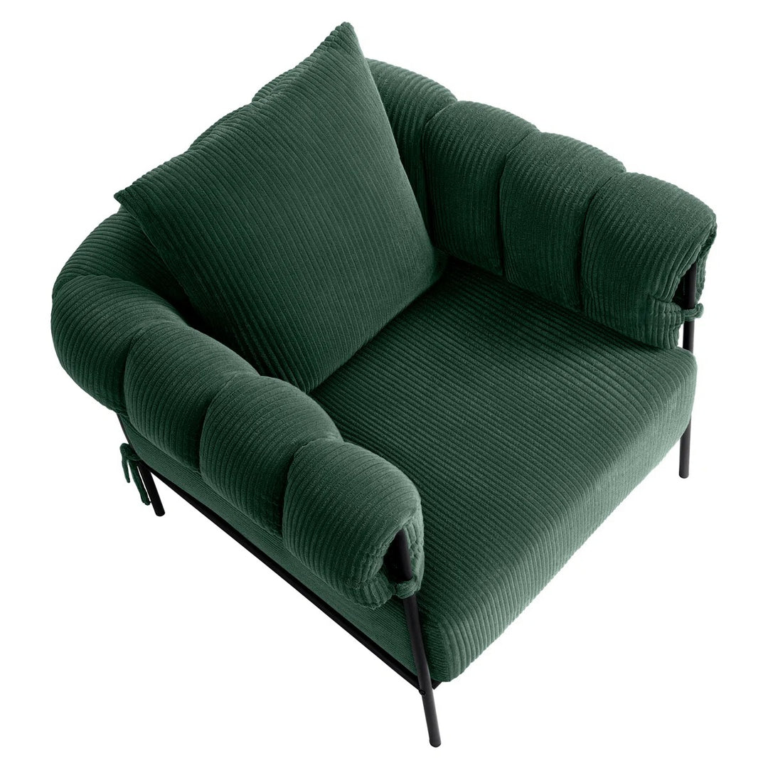 Corduroy Fabric Modern Accent Chair with Pillow