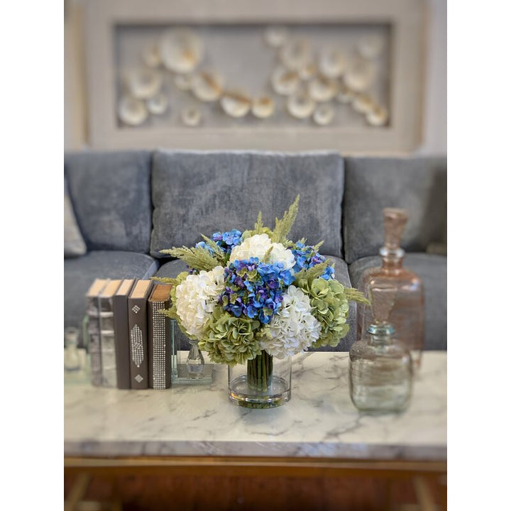 Hydranges and Astilbe Mixed Floral Arrangement in Vase
