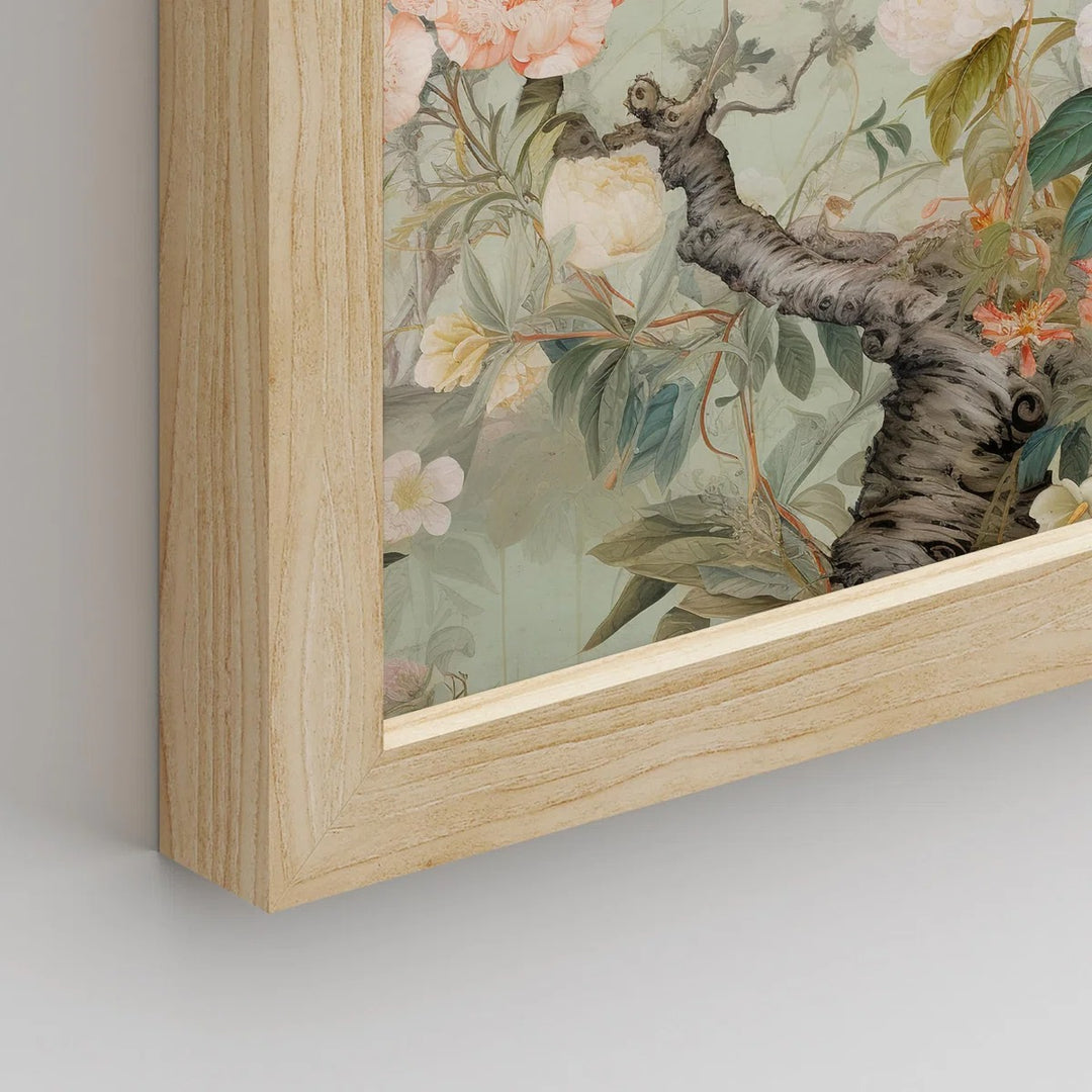 Birds On Flower Framed Wall Art 4 Pieces Paper Print Set of 4