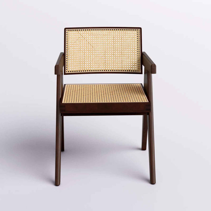 Cherri Solid Wood Rattan Armchair