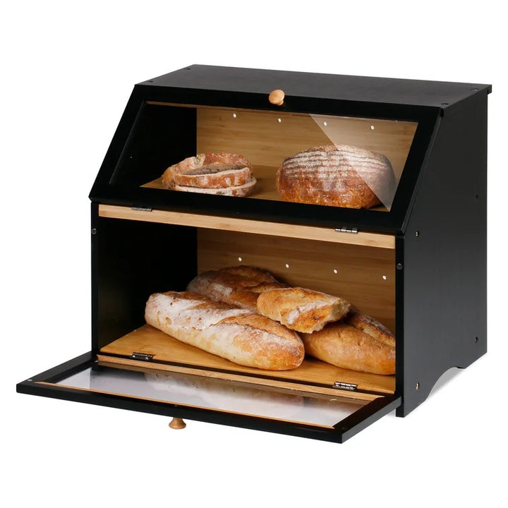Bamboo Two-Layer Bread Box