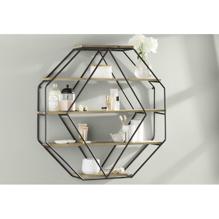 Kennesaw Five Piece Hexagon Solid Wood Floating Shelf