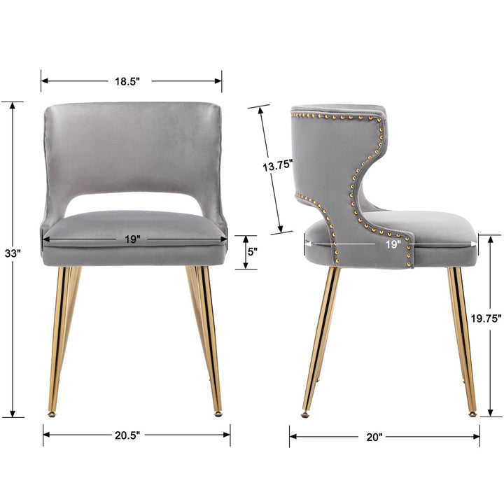 Khanya Velvet Upholstered Oak Side Chair Set of 2