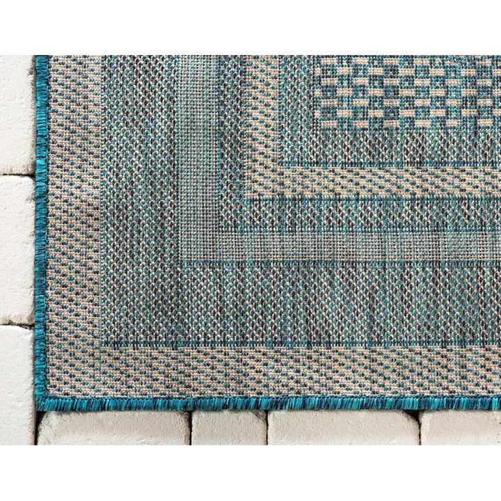 Tollette Teal Outdoor Area Rug-8'x11'4"