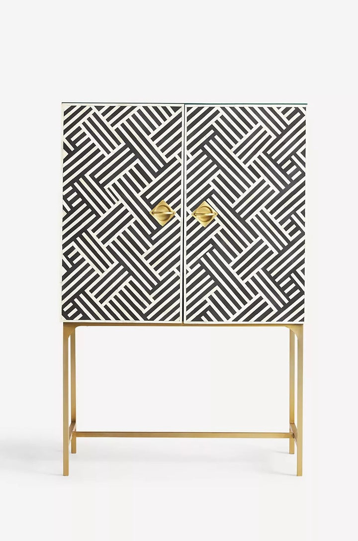 Optical Inlay Bar Cabinet