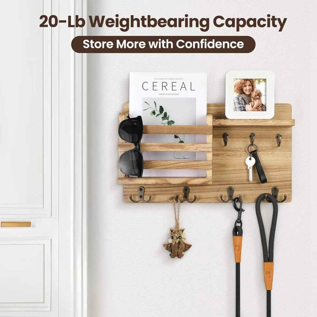 Dalasia Wood Wall Organizer with Key Hooks Wall Baskets
