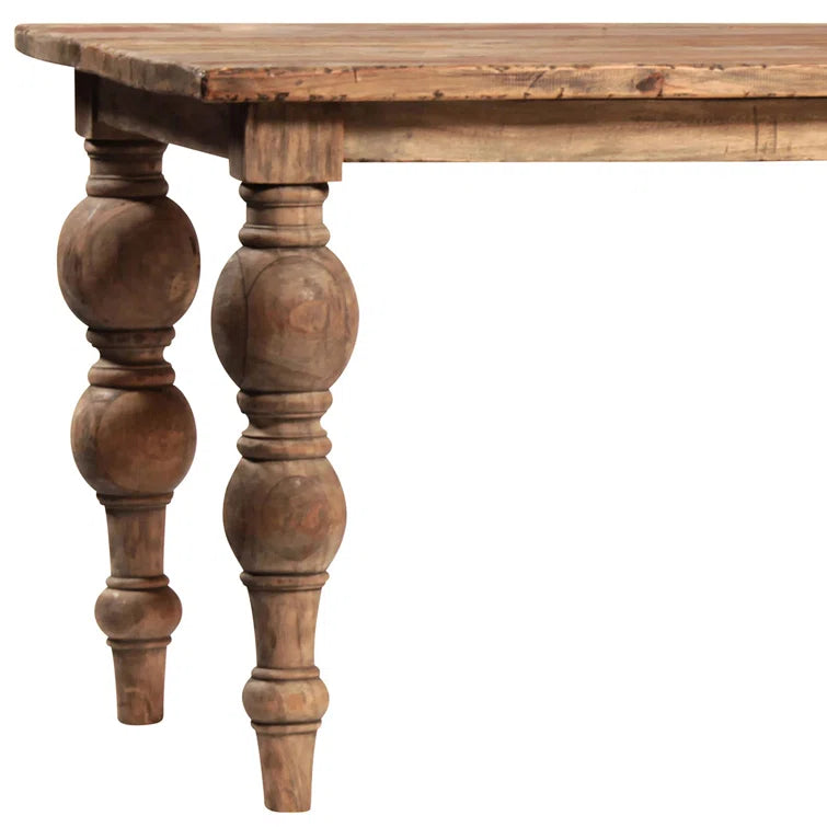 Campbell Rectangular Reclaimed Mindi Wood Carved 4-Leg Dining Table