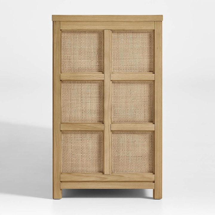 Campagna Rattan and Natural Oak Wood Storage Media Console