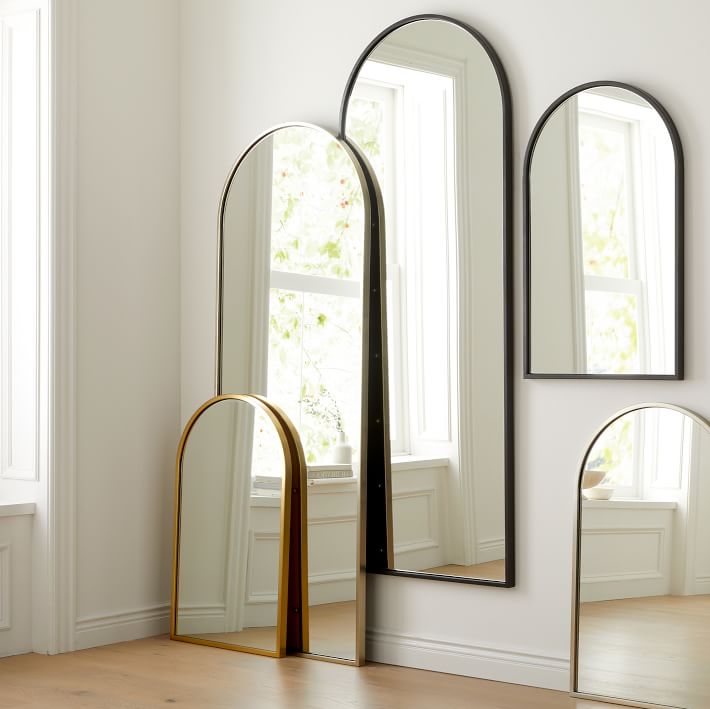 Metal Frame Arched Floor Mirror