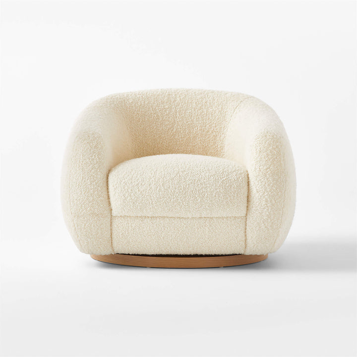 Laszlo Warm White Boucle Swivel Chair