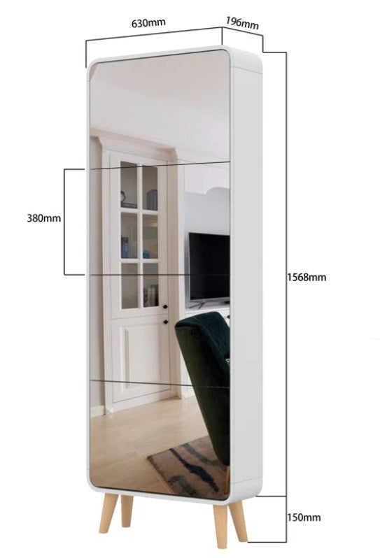 Accent Shoe Cabinet with Full length Mirror for Narrow Entryway