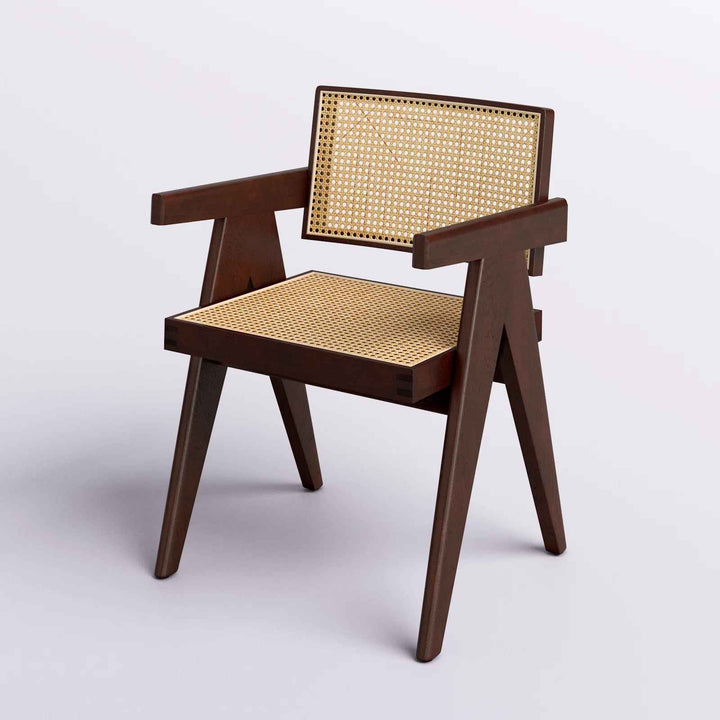 Cherri Solid Wood Rattan Armchair