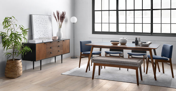 Nosh Denim Blue Walnut Dining Chair Set Of 2