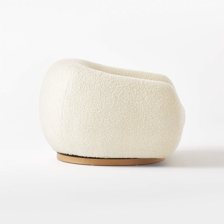Laszlo Warm White Boucle Swivel Chair