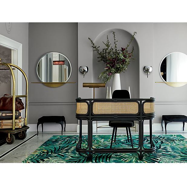 Perch Round Mirror With Shelf