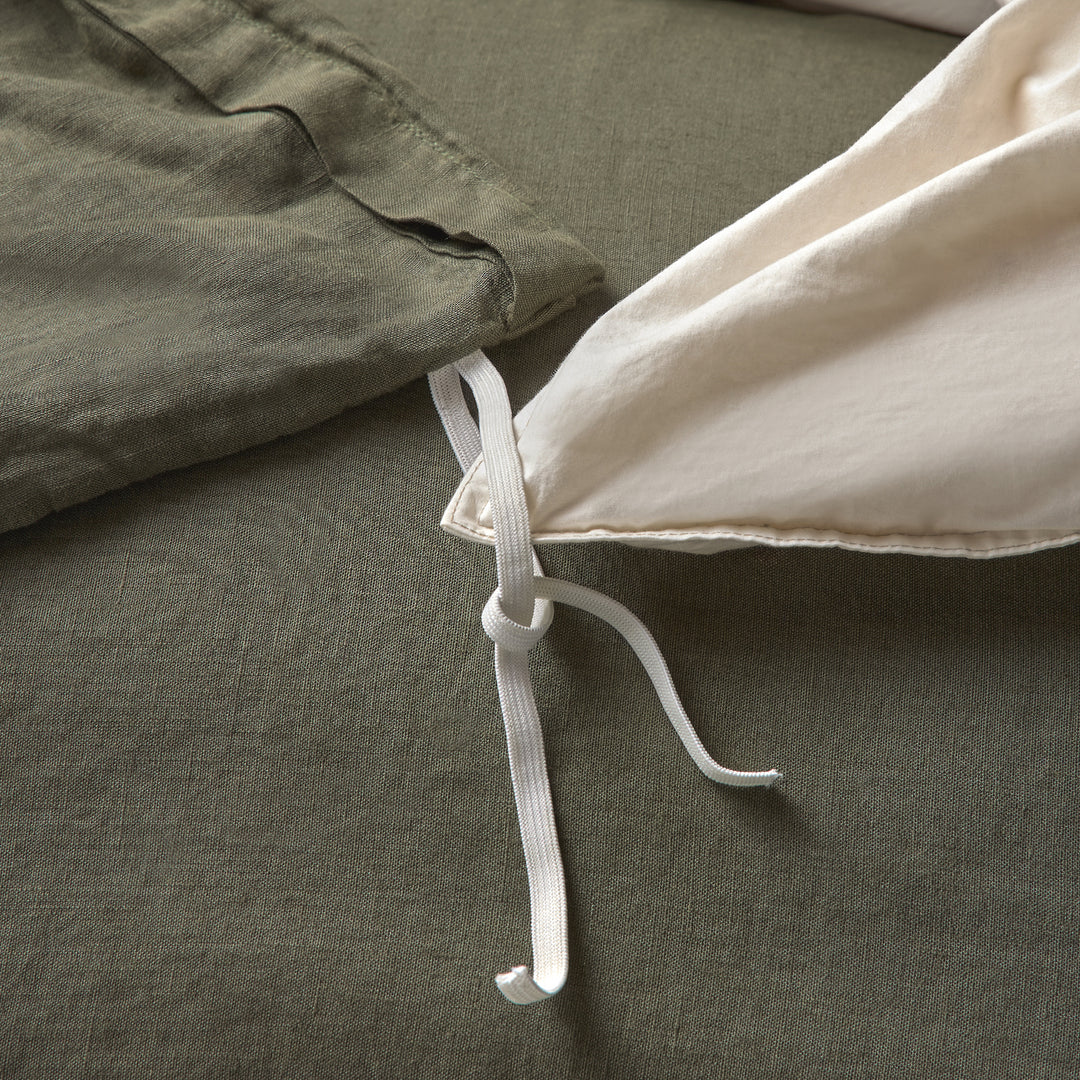 Alto Linen Green Duvet Cover-King
