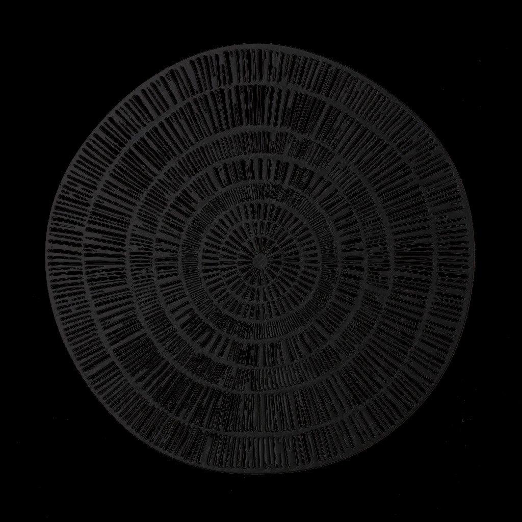 Doodle Black Round Plastic Placemat
