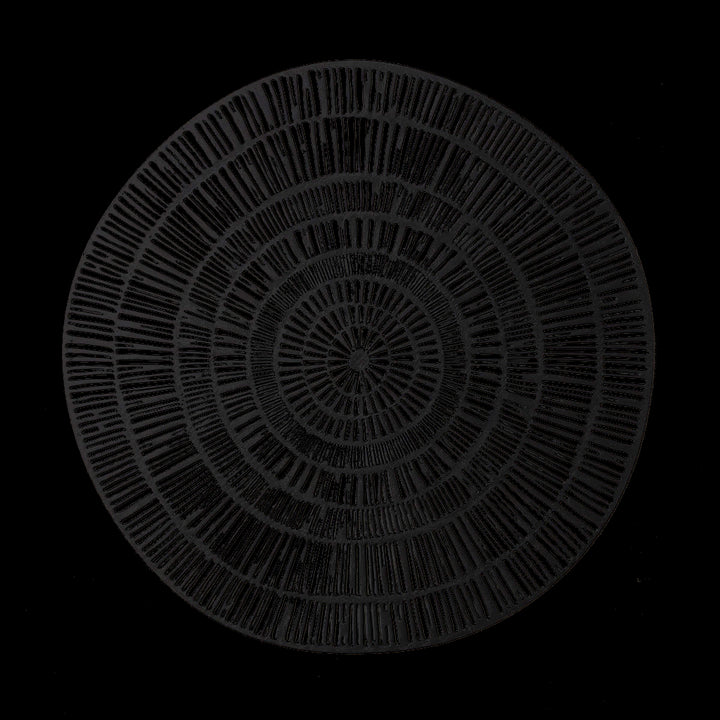Doodle Black Round Plastic Placemat