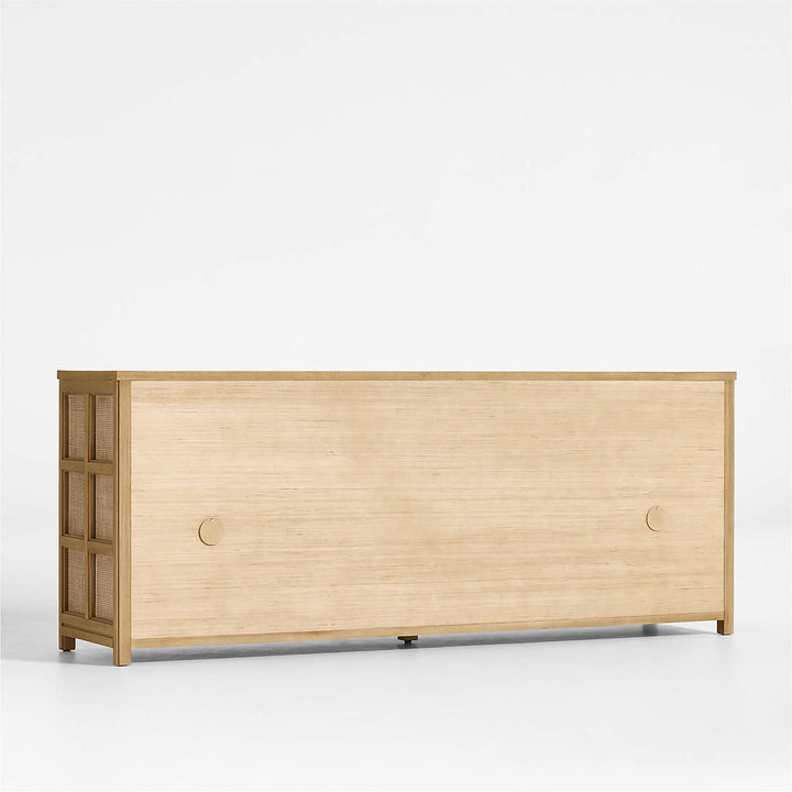 Campagna Rattan and Natural Oak Wood Storage Media Console