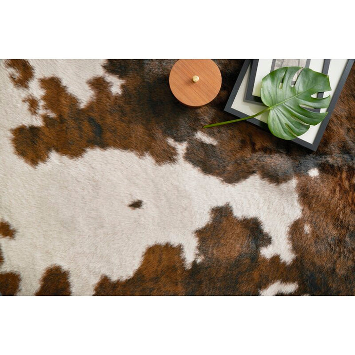 Hensen Faux Cowhide Brown Area Rug-3'10"x5'