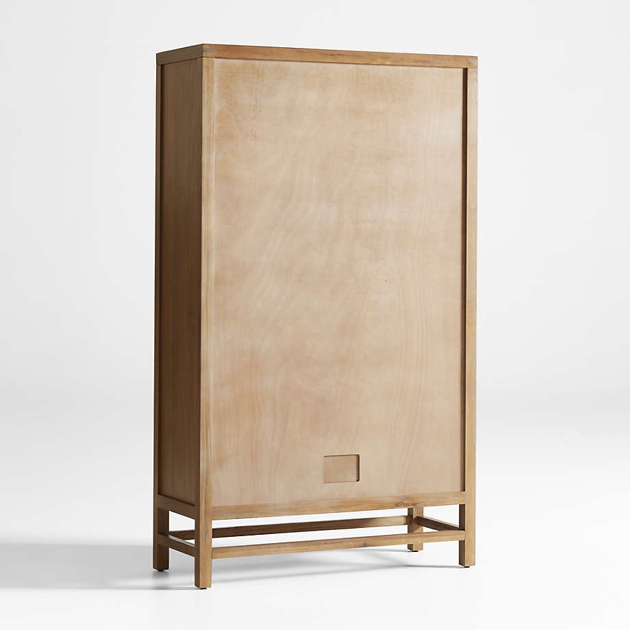 Blake Light Brown Teak and Rattan 2 Door Storage Cabinet