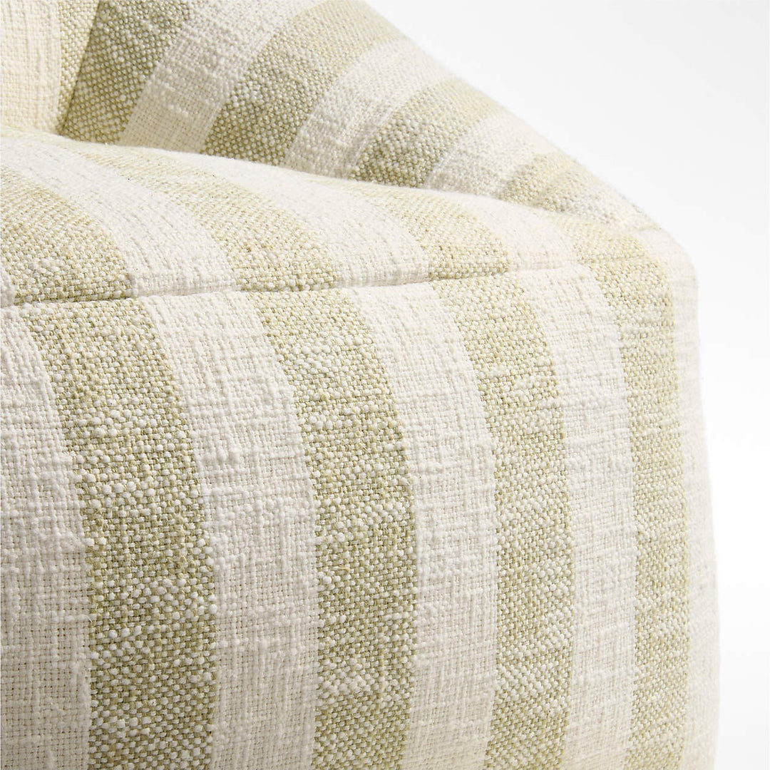 Moss Green Striped Kids Lounge Chair