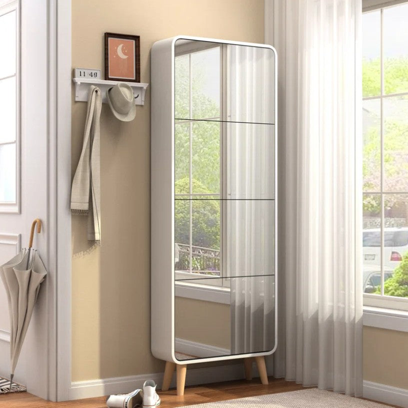 Accent Shoe Cabinet with Full length Mirror for Narrow Entryway