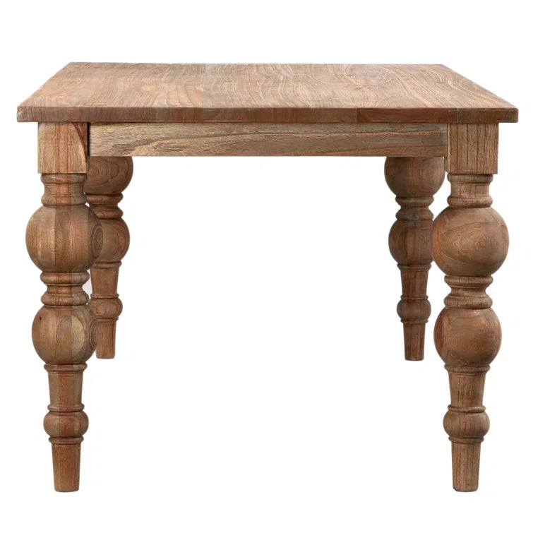 Campbell Rectangular Reclaimed Mindi Wood Carved 4-Leg Dining Table