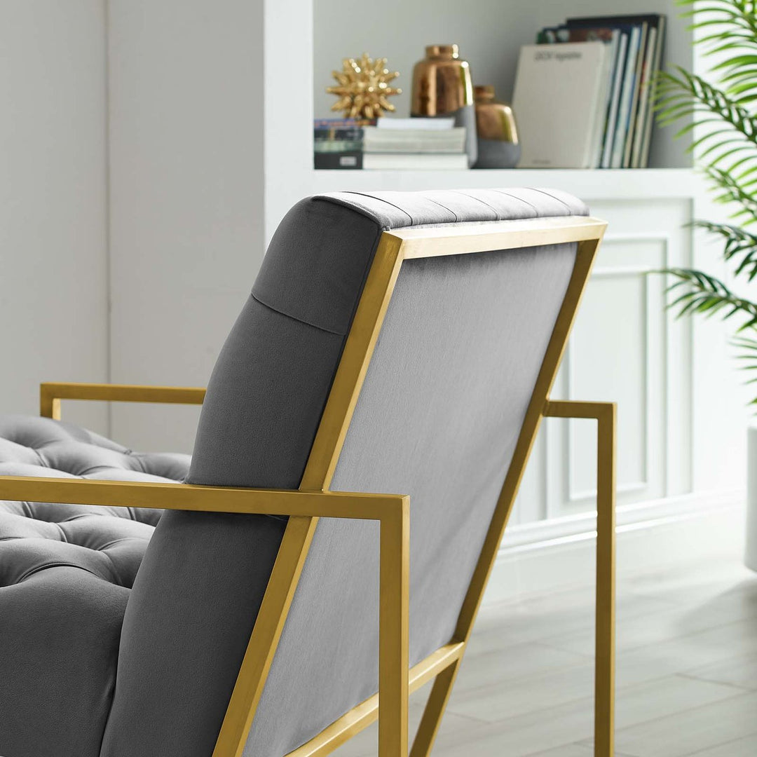 Stuebe Gold Stainless Steel Performance Velvet Accent Chair