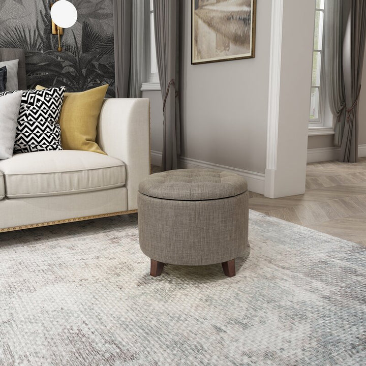 Dollard Round Button Tufted Storage Ottoman