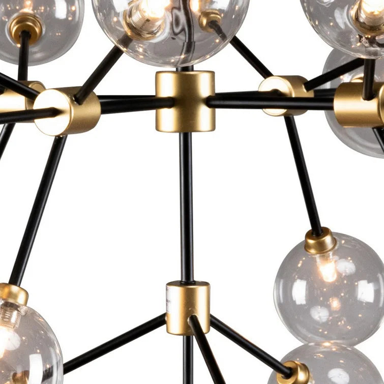 20 Light Two Tone Glass And Metal Chandelier