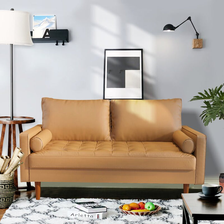 George Oliver Leather Square Arm Loveseat