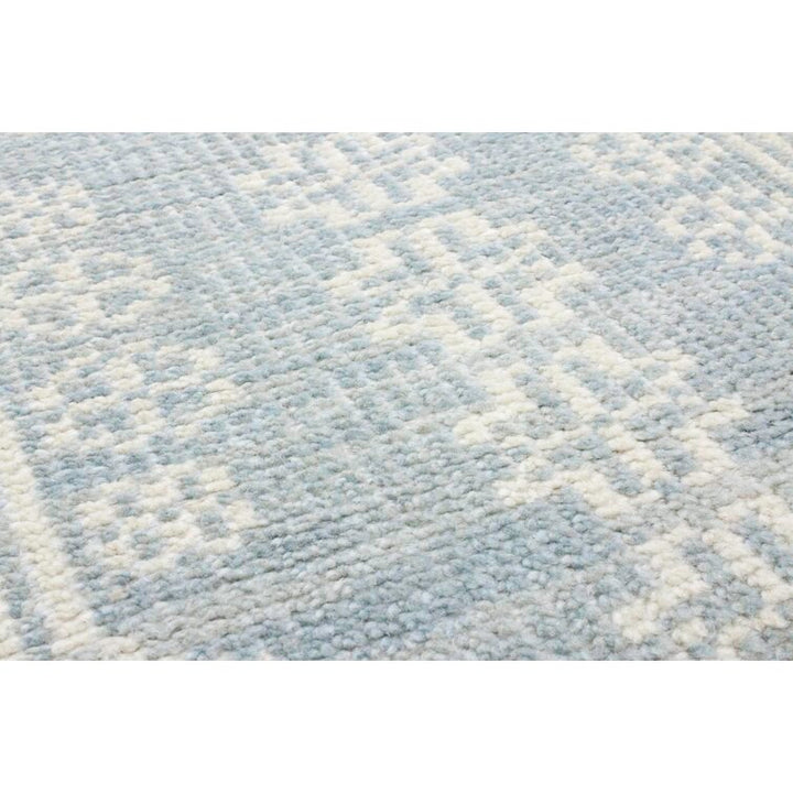 Abby Geometric Hand-Knotted Wool Area Rug in Light Blue7'6"x9'6"