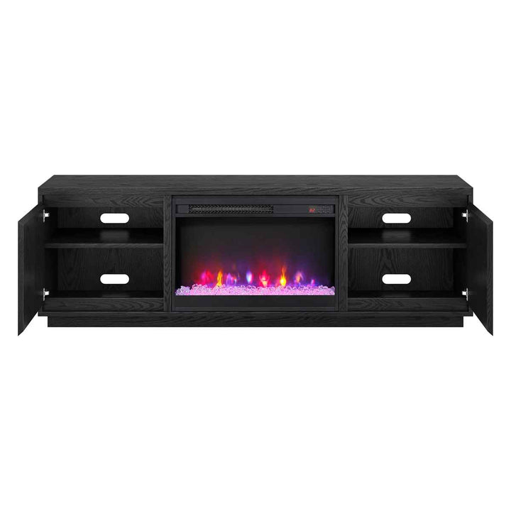 Nieshia Rectangular TV Stand Crystal Fireplace