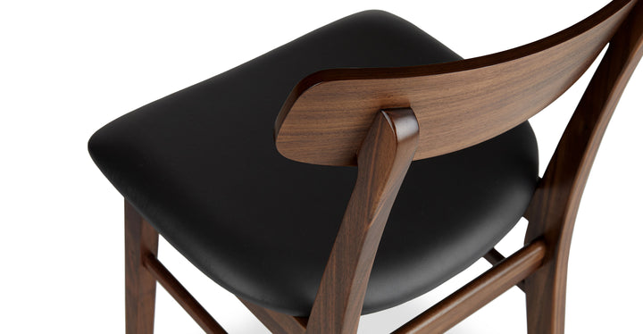 Ecole Black Leather Walnut Dining Chair Set Of 2