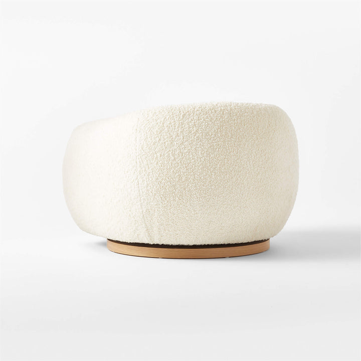 Laszlo Warm White Boucle Swivel Chair